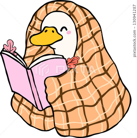 Fall Bookish Silly Goose Reading Book Under Blanket Hand Drawn Fall Bookish Silly Goose Reading Book Under Blanket Hand Drawn 130941287