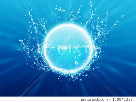 藍色氣泡和飛濺的 3d 插圖 130941382