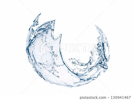 彎曲的藍色水花的 3D 插圖 130941467