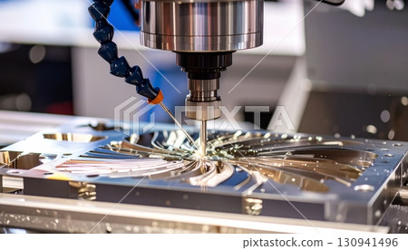 CNC milling machine processing on steel with cooling 130941496