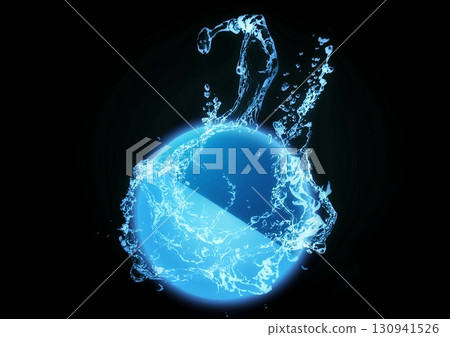 Abstract blue bubbles and splashes 3d illustration Abstract blue bubbles and splashes 3d illustration 130941526
