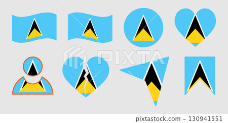 Collection of Saint Lucia Flag Designs in Various Shapes. Collection of Saint Lucia Flag Designs in Various Shapes. 130941551