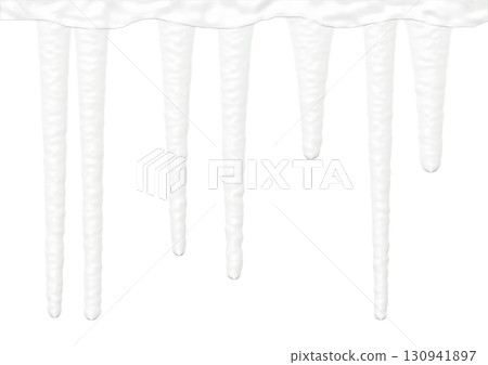 白色背景上懸掛的抽象冰柱的 3D 插圖 130941897