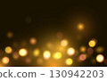 Golden Bokeh Light Background on Dark Elegant Tone. Soft Glowing Abstract Sparkles for Luxury Celebration 130942203