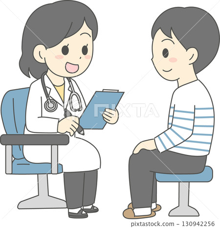 一名男子正在接受女醫師的檢查 130942256