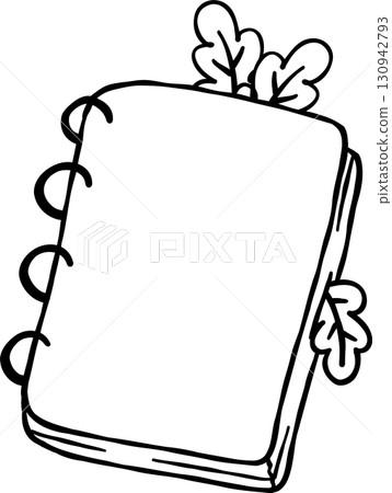 Cute Autumn Back to School Outline, a Notebook with Autumn Leaves Cute Autumn Back to School Outline, a Notebook with Autumn Leaves 130942793