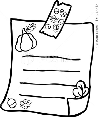 Cute Autumn Back to School Outline, Paper with A Grade Drawing 130942812