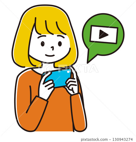 一位女士在智慧型手機上觀看影片的插圖 一位女士在智慧型手機上觀看影片的插圖 130943274