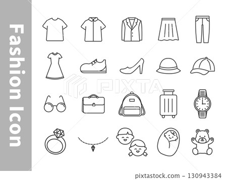簡單的時尚和服飾圖示集 簡單的時尚和服飾圖示集 130943384