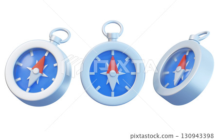 cartoon style compass 3D icon graphic in Various Angle 130943398