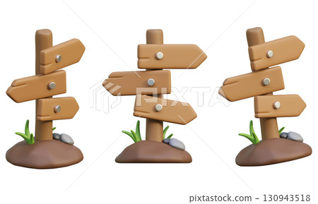 cartoon style signpost 3D Icon graphic in Various Angle 130943518