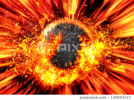 3d illustration of an exploding abstract fire flame 130943523
