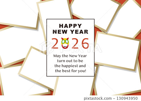 2026 New Year's Card Template "Large Capacity Photo Frame" Happy New Year English Annotation Pattern 130943950