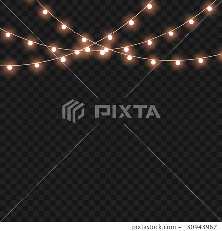 Glowing Christmas lights garland for festive holiday and party decor. Vector Glowing Christmas lights garland for festive holiday and party decor. Vector 130943967