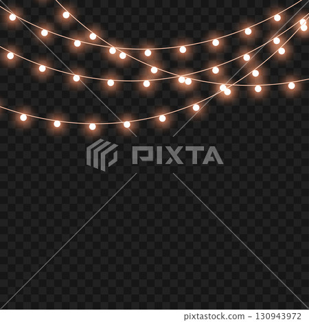 Glowing Christmas lights garland for festive holiday and party decor. Vector Glowing Christmas lights garland for festive holiday and party decor. Vector 130943972