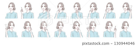 婦女和女孩的水彩和手繪風格插圖集 130944046