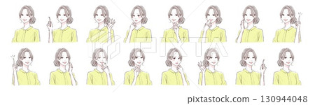 Watercolor and hand-drawn style illustration set of women and girls 130944048