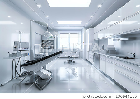Interior view of a clean, modern operating room and medical facility Interior view of a clean, modern operating room and medical facility 130944119