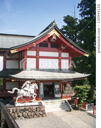 Musashi Mitake Shrine's treasure hall and statue of Hatakeyama Shigetada (Ome City, Tokyo) Musashi Mitake Shrine's treasure hall and statue of Hatakeyama Shigetada (Ome City, Tokyo) 130944158