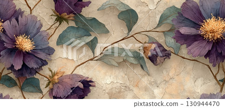 Elegant Japanese Floral Ornament with Refined Aesthetic Elements 130944470