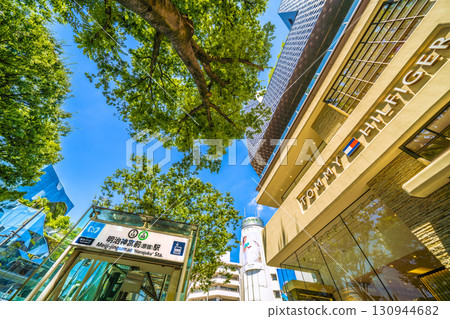 Tokyo cityscape in Japan: The lush greenery of Omotesando, Meiji-Jingumae (Harajuku) Station, Tokyu Plaza, and Tommy Hilfiger Tokyo cityscape in Japan: The lush greenery of Omotesando, Meiji-Jingumae (Harajuku) Station, Tokyu Plaza, and Tommy Hilfiger 130944682