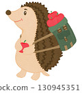 Cartoon hedgehog carrying apples on back like backpack, autumn harvest, transparent PNG 130945351