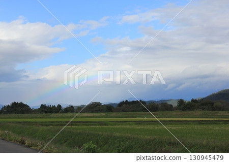 Rural landscape and rainbow Rural landscape and rainbow 130945479
