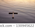 Wood Cross Wet Sand Beach 130945622