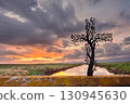 Tree Cross Waterway Sunrise Sky 130945630