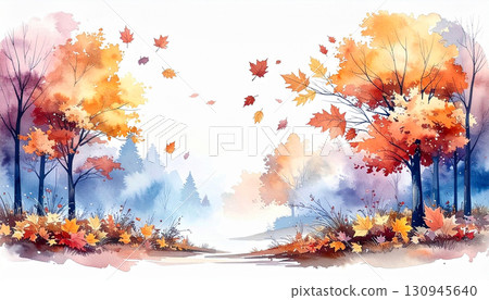 Watercolor autumn illustration, Generative AI image 130945640