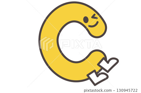 帶有字母 C 插圖的可愛角色學習材料。字母 C 130945722