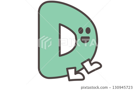 帶有字母 D 插圖的可愛角色學習材料。字母 D 130945723