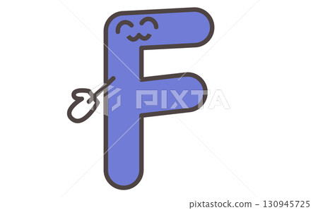 帶有字母 F 插圖的可愛角色學習材料。字母 F 130945725