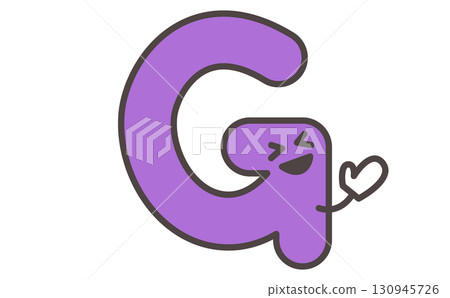帶有字母 G 插圖的可愛角色學習材料。字母 G 130945726
