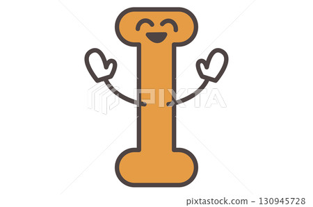 帶有字母 I 插圖的可愛角色學習材料。字母 I 130945728