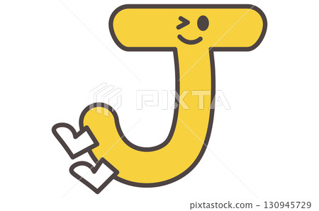 帶有字母 J 插圖的可愛角色學習材料。字母 J 130945729