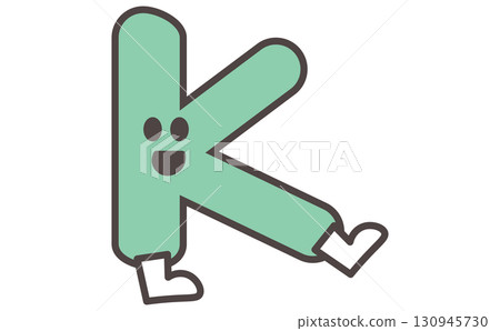 帶有字母 K 插圖的可愛角色學習材料。字母 K 130945730