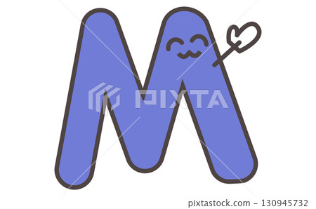 帶有字母 M 插圖的可愛角色學習材料。字母 M 130945732