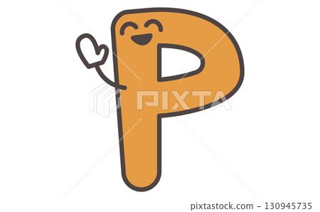 帶有字母 P 插圖的可愛角色學習材料。字母 P 130945735