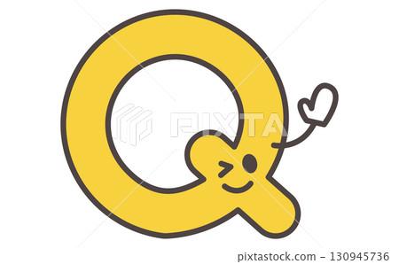帶有字母 Q 插圖的可愛角色學習材料。字母 Q 130945736
