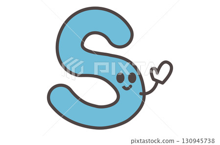 帶有字母 S 插圖的可愛角色學習材料。字母 S 130945738