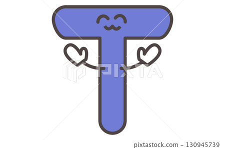 帶有字母 T 插圖的可愛角色學習材料 字母 T 130945739