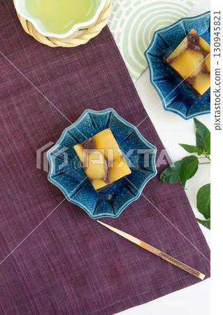 Autumn Japanese sweets: Chestnut yokan Autumn Japanese sweets: Chestnut yokan 130945821