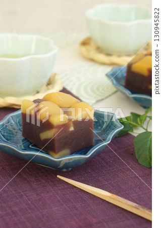Autumn Japanese sweets: Chestnut yokan Autumn Japanese sweets: Chestnut yokan 130945822