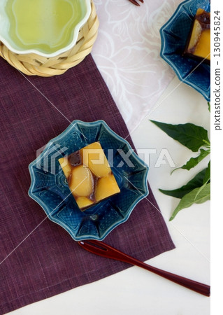 Autumn Japanese sweets: Chestnut yokan Autumn Japanese sweets: Chestnut yokan 130945824