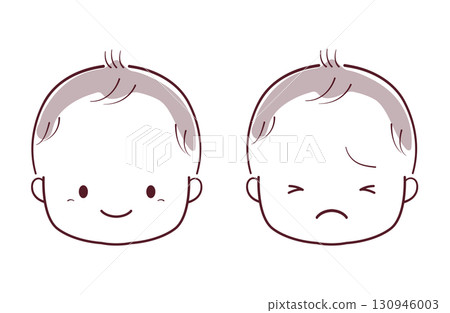 Laughing and crying baby facial expressions set 130946003