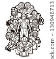 American Football Team Cartoon Outline Sport Graphic Vector 130946713