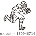 American Football Player Running Action Graphic Vector 130946714