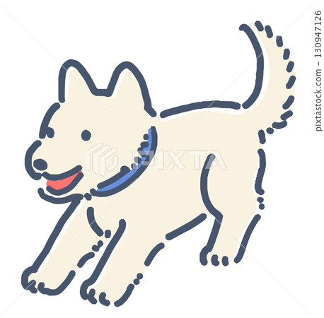 一隻白色日本狗的插圖 130947126