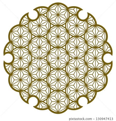 Yukiwa flower with pattern in Japanese style of Kumiko zaiku. 130947413